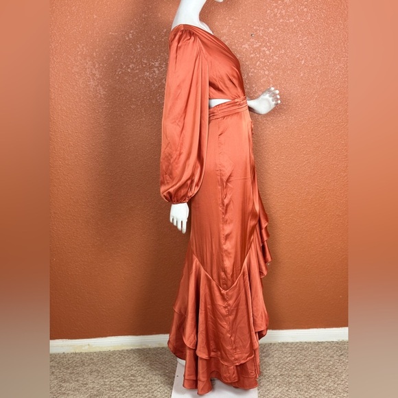 Mac Duggal One-Shoulder Ruffled Orange Dress - Picture 7 of 16